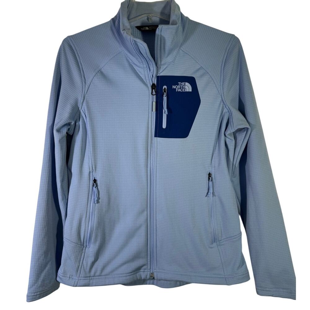 The North Face Womens M Blue Full Zip Softshell Fleece Jacket Lightweight